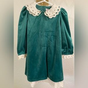 NWT Green Velvet Peter Pan Collar Dress Holiday